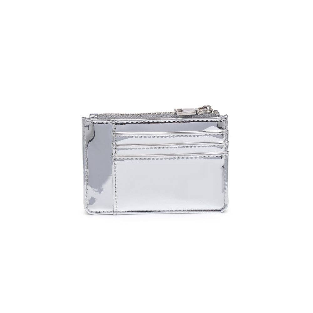 Donna Mirror Metallic Card Holder Wallet: Silver