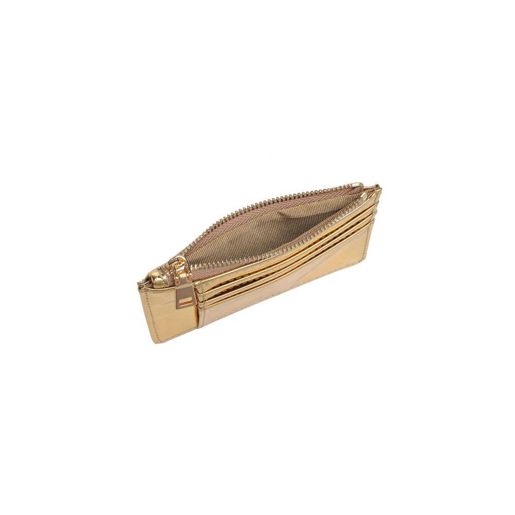 Donna Mirror Metallic Card Holder Wallet: Gold