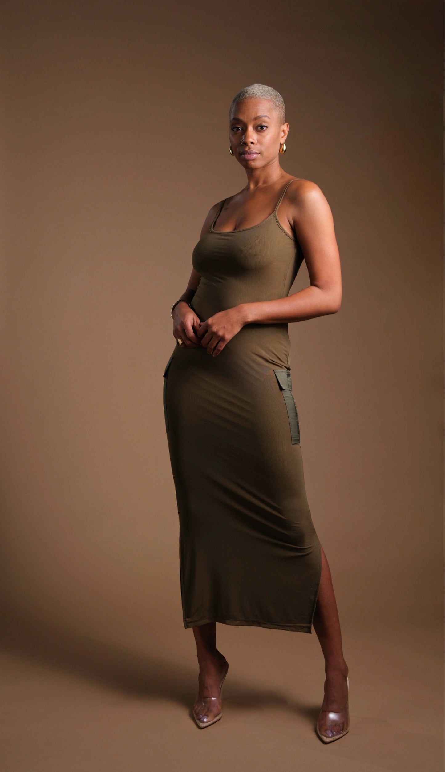 Jada Green Mesh Cargo Dress