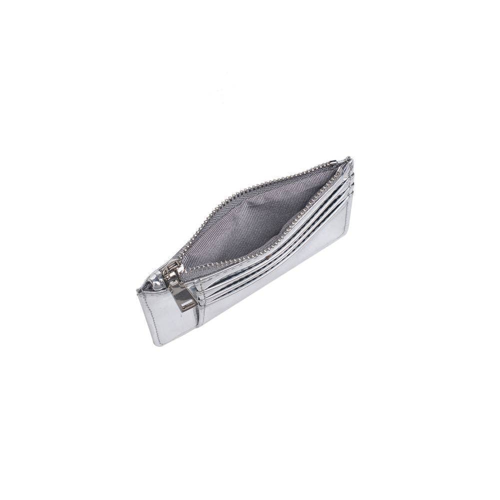 Donna Mirror Metallic Card Holder Wallet: Silver