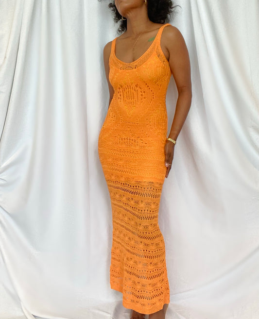 Creamsicle Maxi Crochet Dress