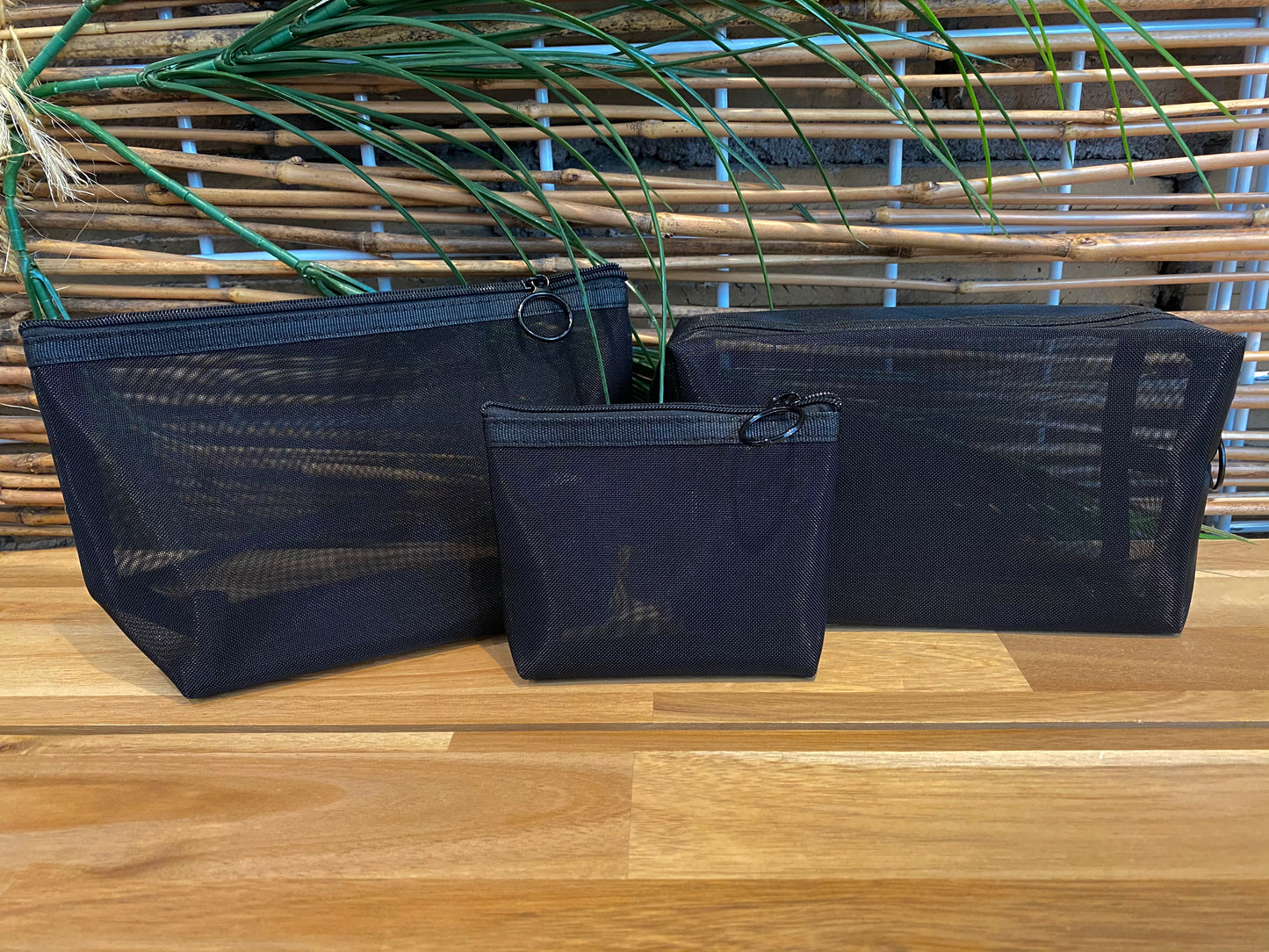 Black Mesh Cosmetic Bag Set