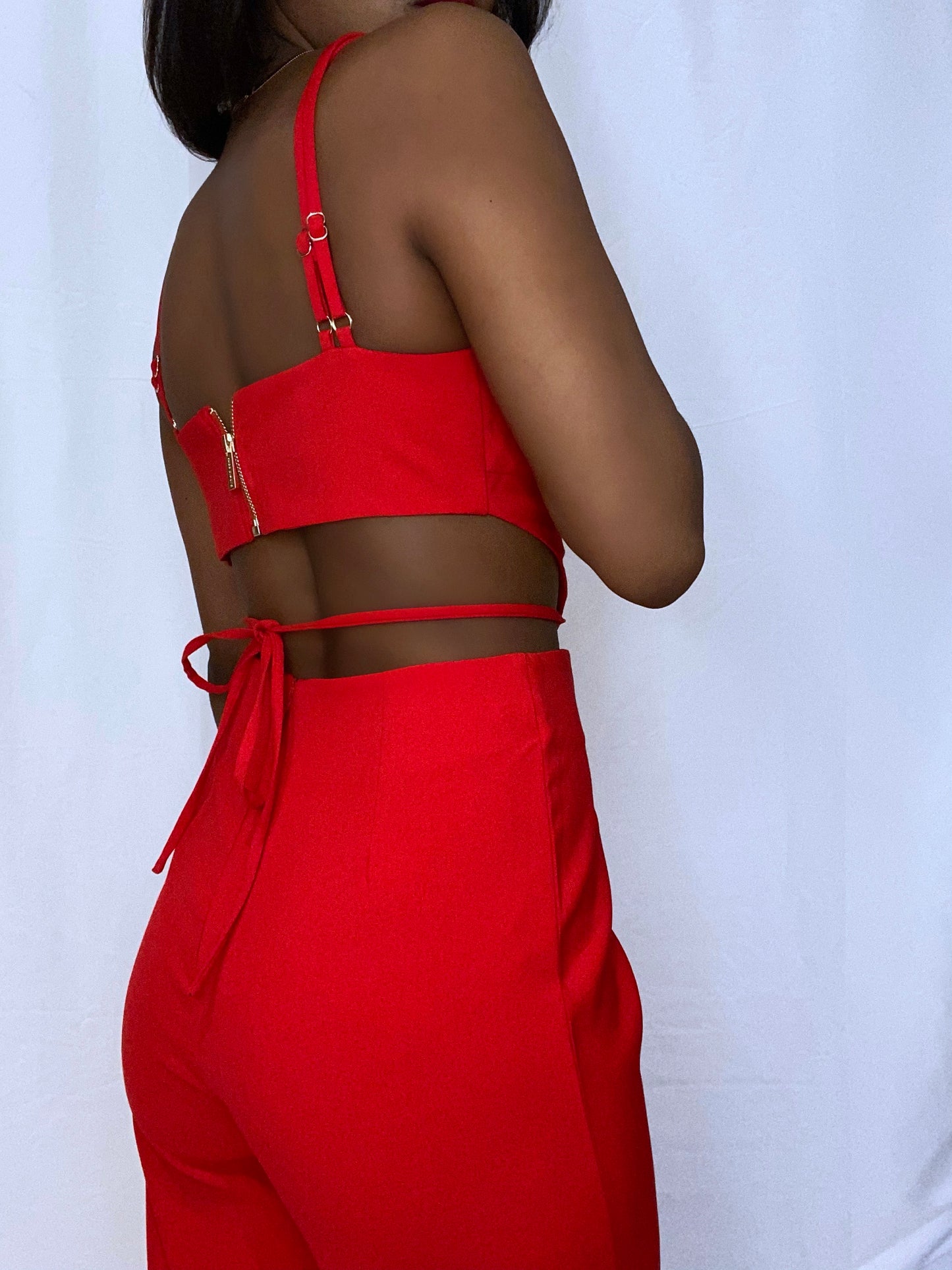 Kelly Red Cutout Strappy Jumpsuit