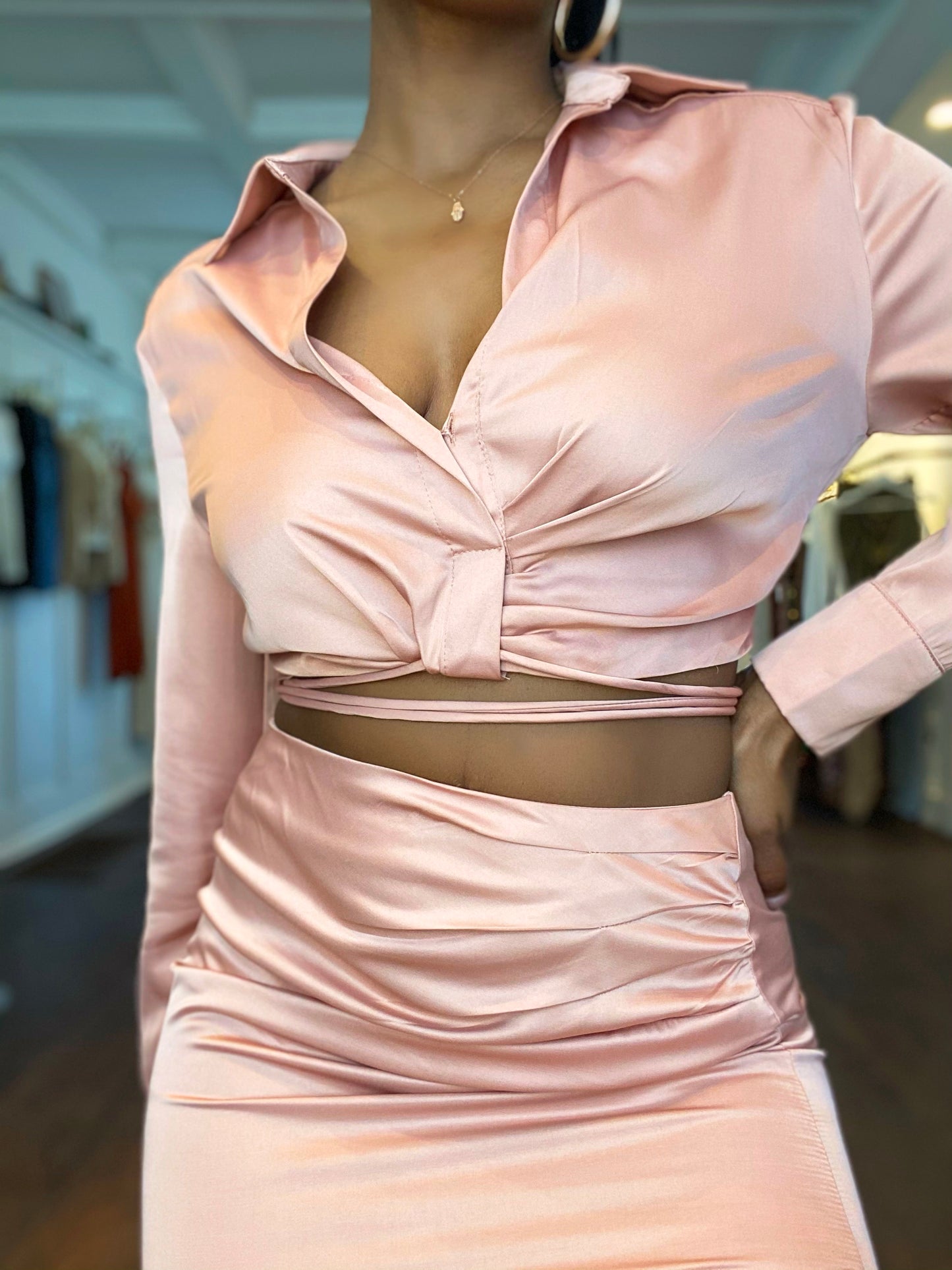 Maui Ruched Side Slit Midi Skirt