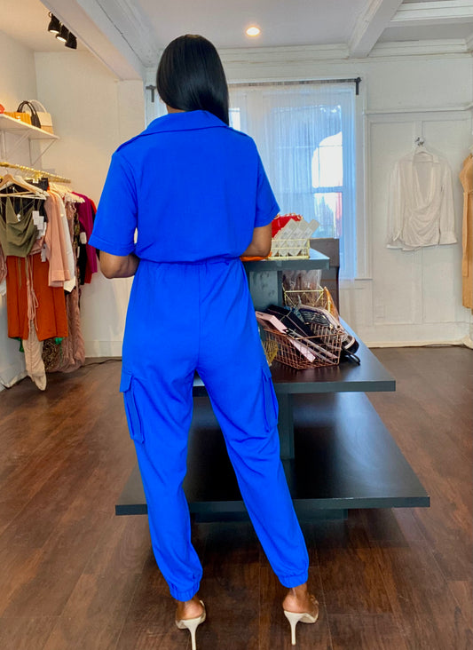 Sightsee Blue Jogger Jumpsuit