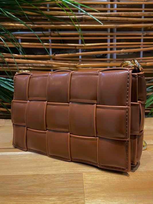 Michelle Gold Link Small Woven Crossbody