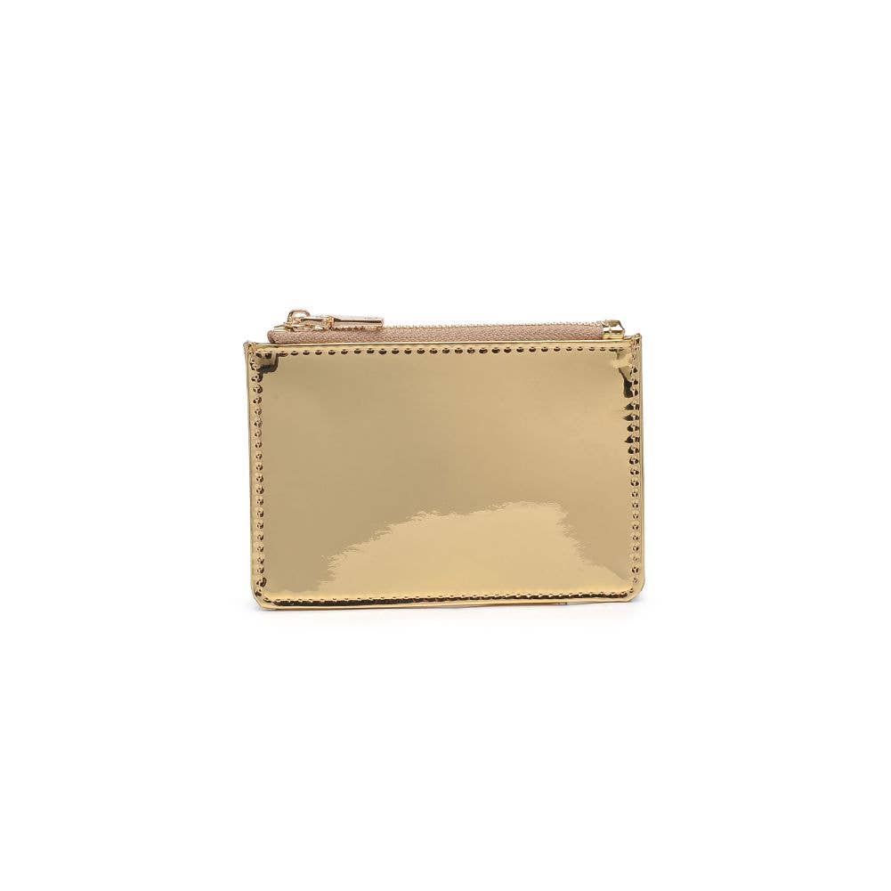 Donna Mirror Metallic Card Holder Wallet: Gold