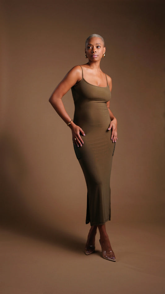 Jada Green Mesh Cargo Dress