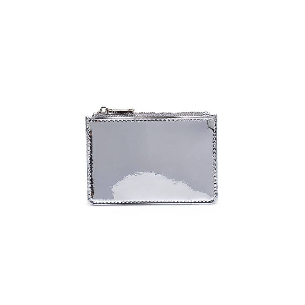 Donna Mirror Metallic Card Holder Wallet: Silver