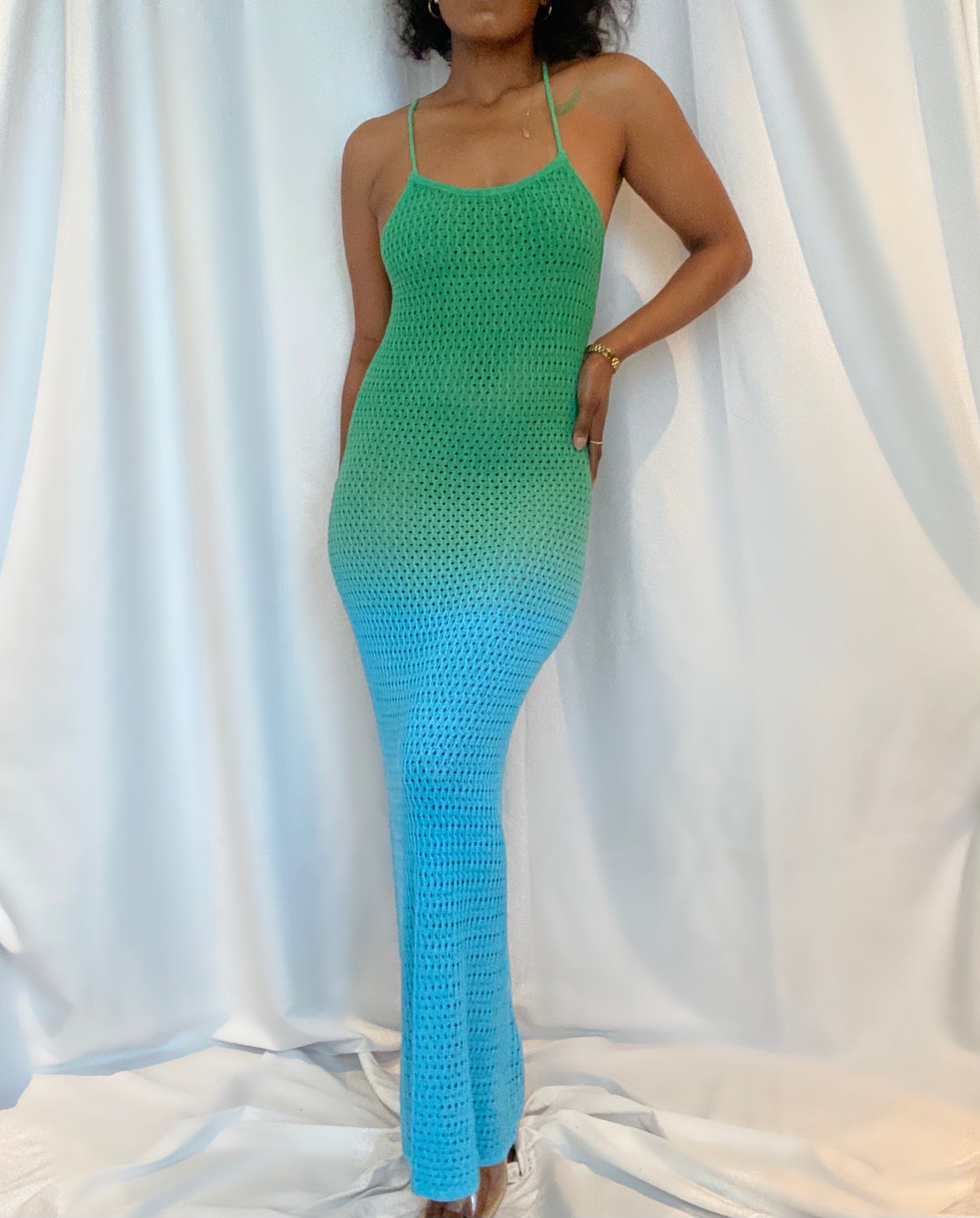 Ariel Ombré Mermaid Crochet Cover Up Dress