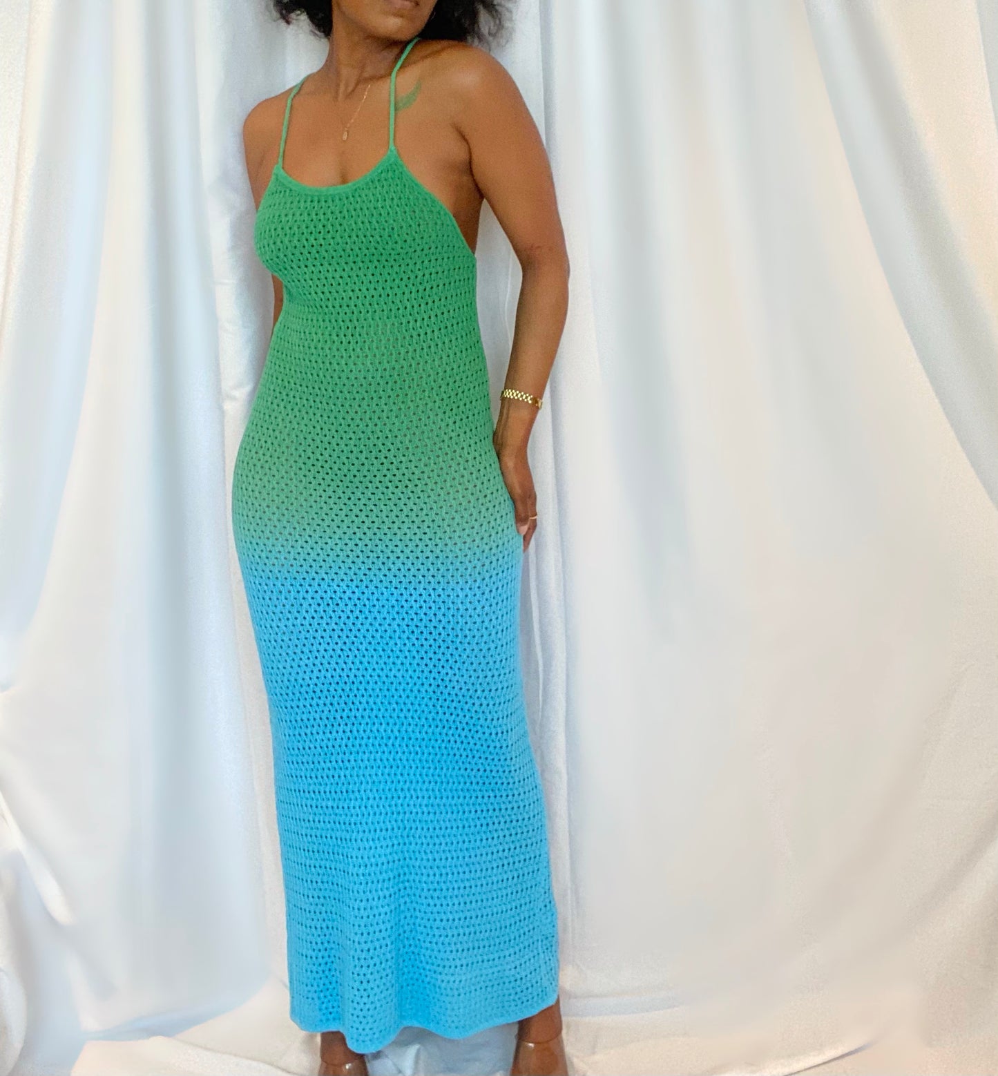 Ariel Ombré Mermaid Crochet Cover Up Dress