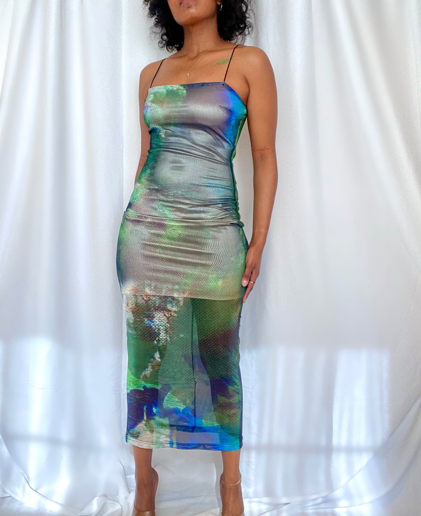 Blue Lagoon Mesh Midaxi Dress