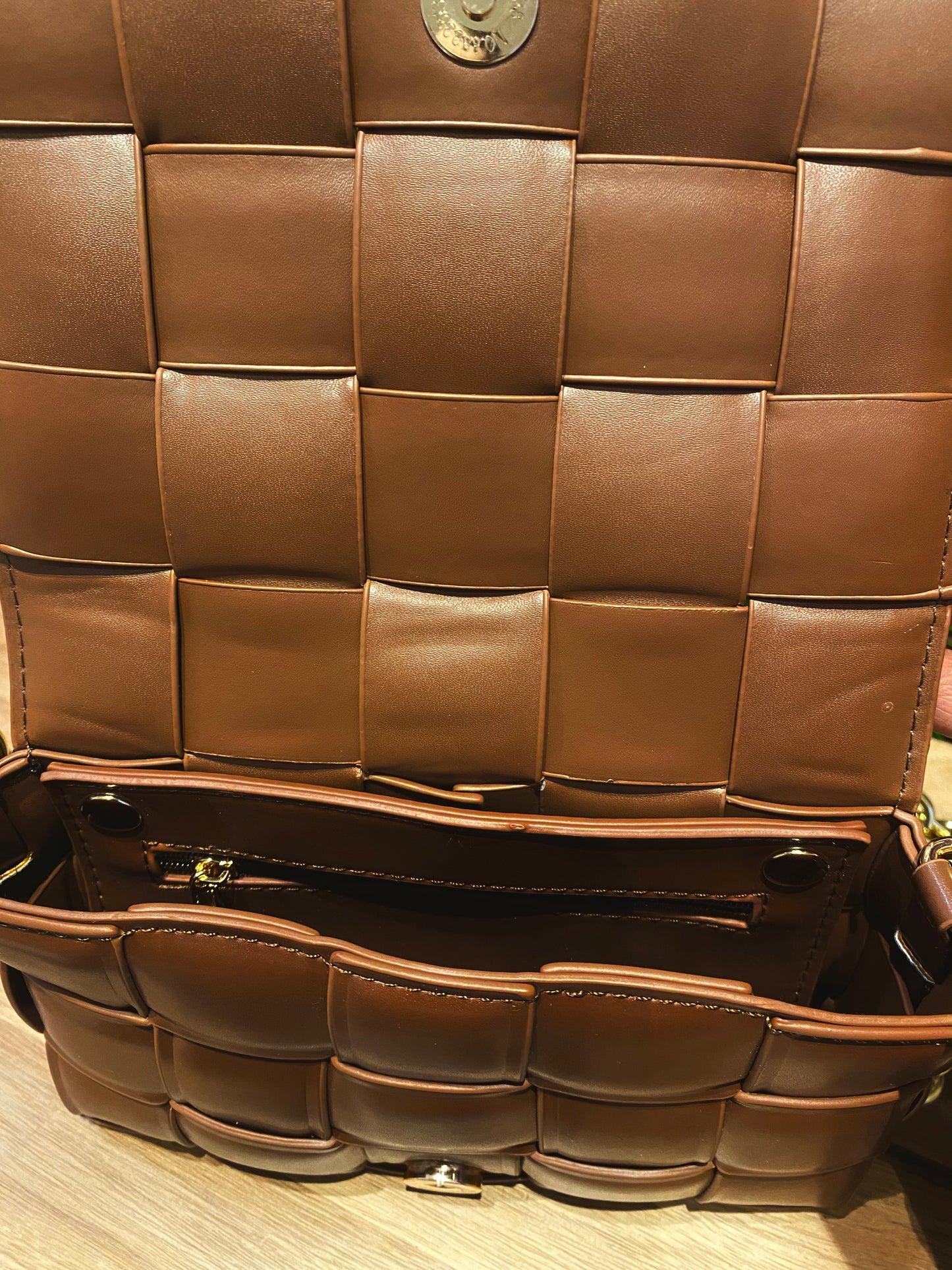 Michelle Gold Link Small Woven Crossbody