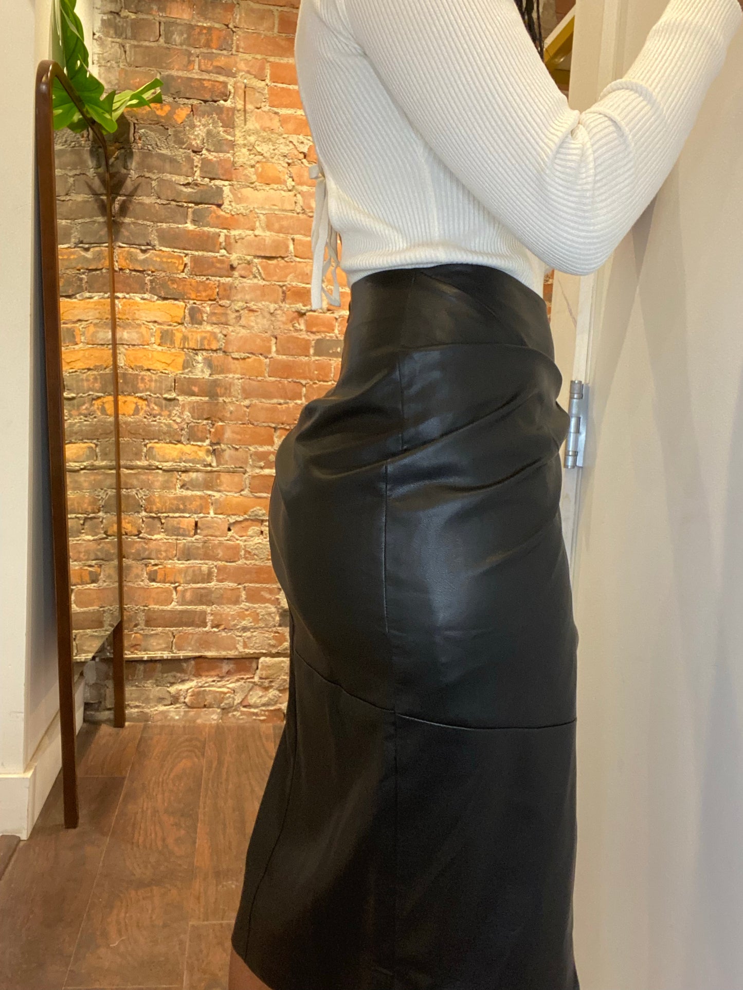 Last Call Vegan Leather Skirt