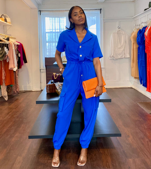Sightsee Blue Jogger Jumpsuit