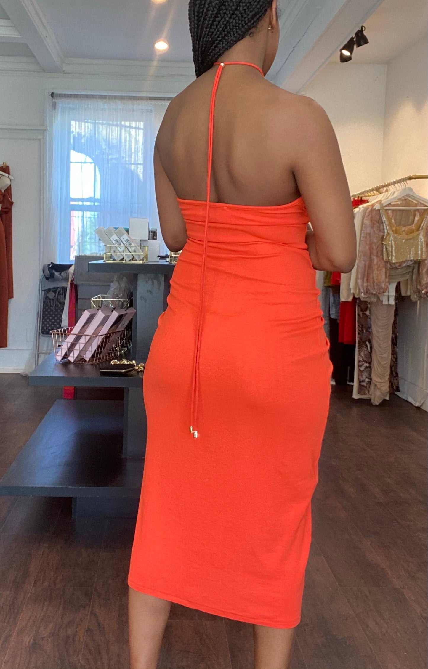 Poolside Ribbed Dress Orange
